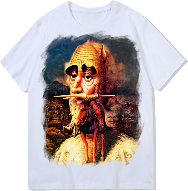 A soldier and an old man, Heavy weight 300GSM optical Illusion 100% cotton T-shirt ​digital textile printing