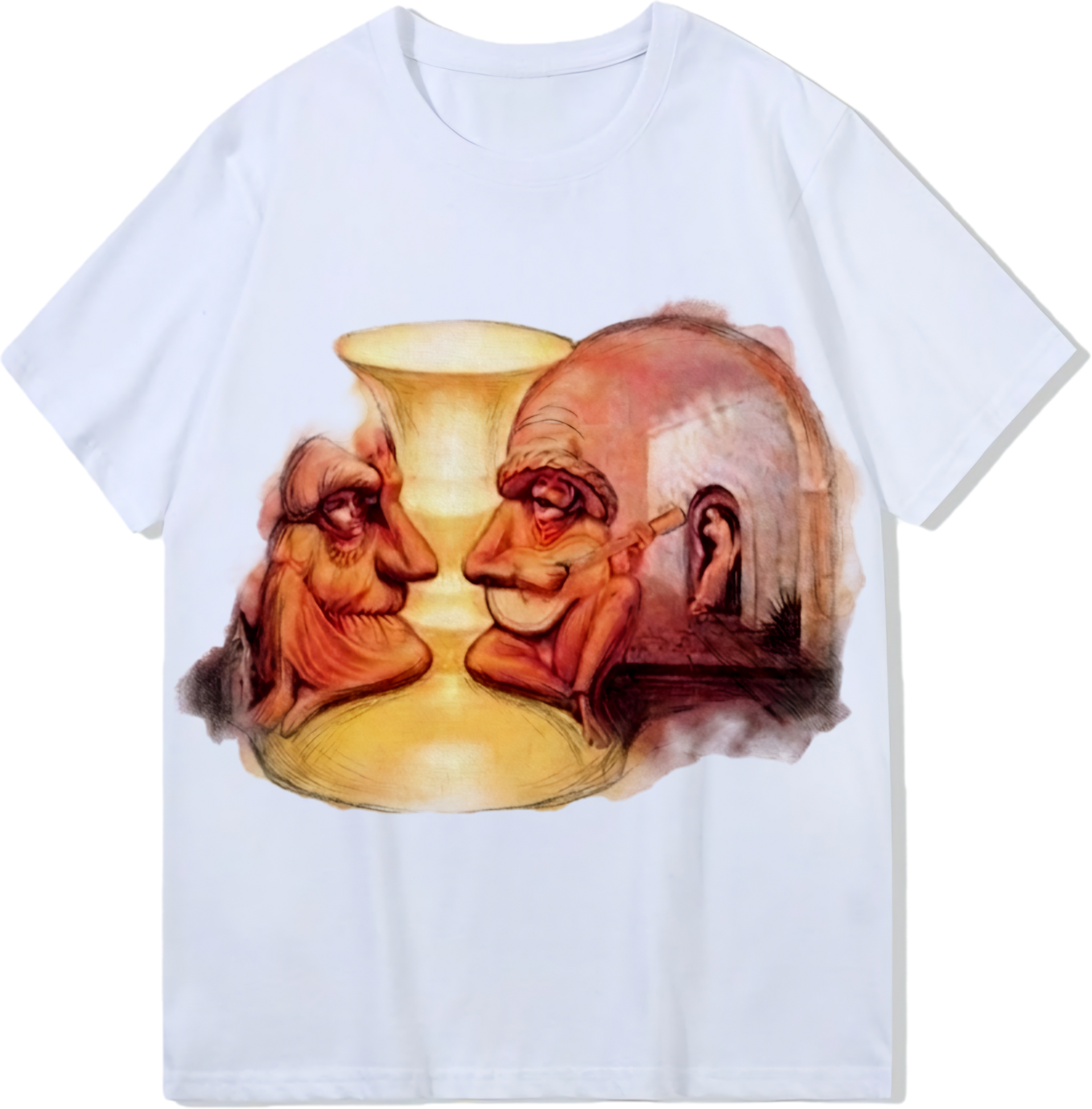 An elderly couple, Heavy weight 300GSM optical Illusion 100% cotton T-shirt ​digital textile printing
