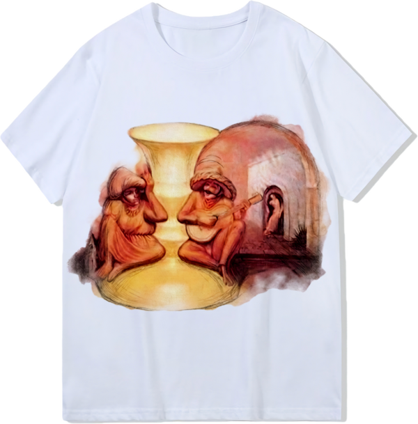 An elderly couple, Heavy weight 300GSM optical Illusion 100% cotton T-shirt ​digital textile printing