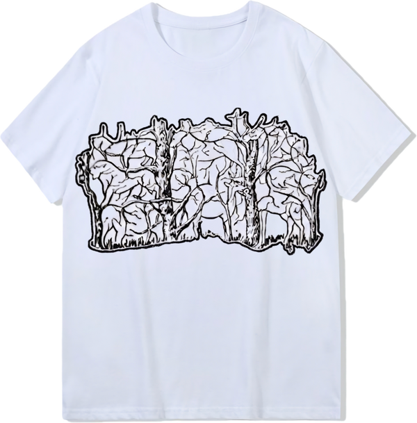 Animals in the forest, Heavy weight 300GSM optical Illusion 100% cotton T-shirt ​digital textile printing