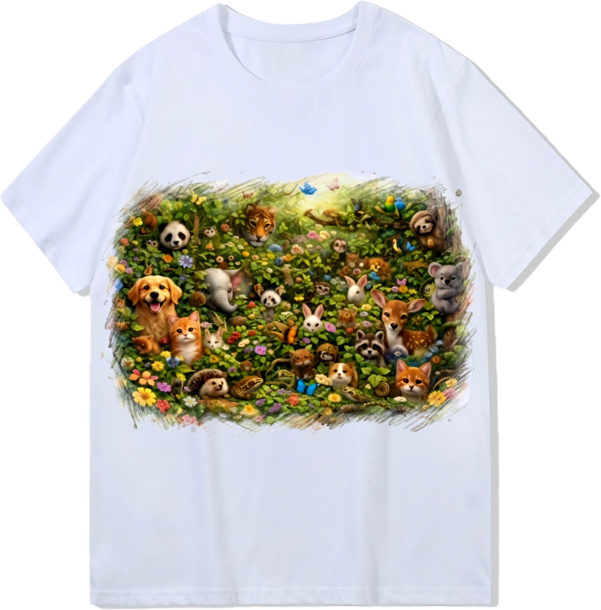 Animal world, Heavy weight 300GSM optical Illusion 100% cotton T-shirt ​digital textile printing