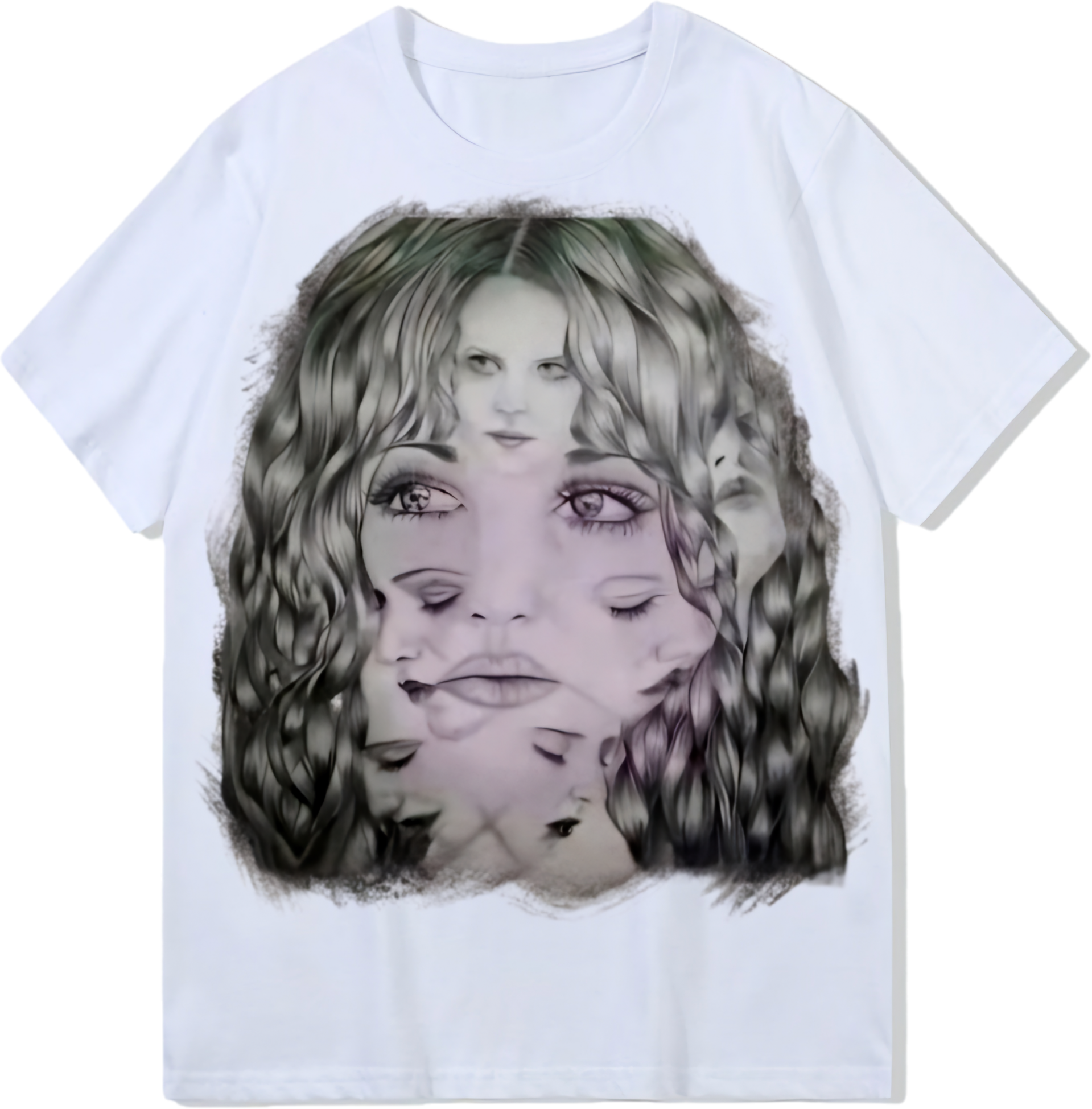 Woman faces, Heavy weight 300GSM optical Illusion 100% cotton T-shirt ​digital textile printing