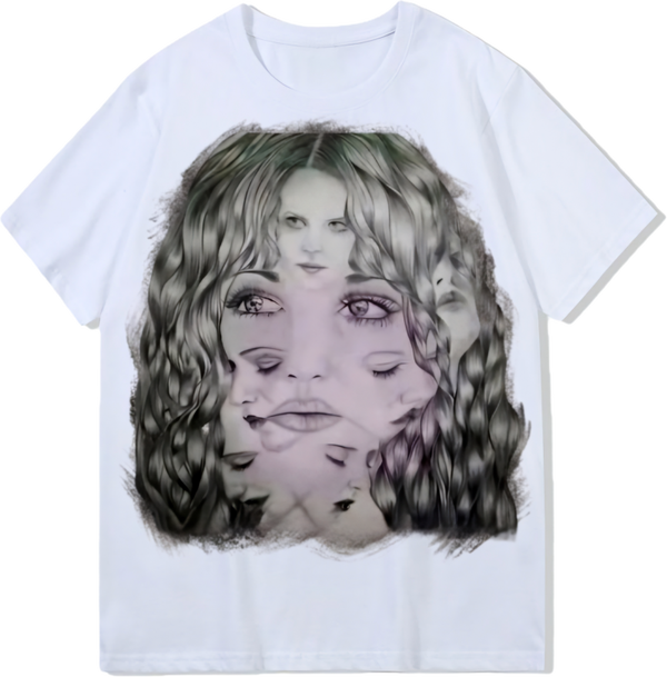 Woman faces, Heavy weight 300GSM optical Illusion 100% cotton T-shirt ​digital textile printing