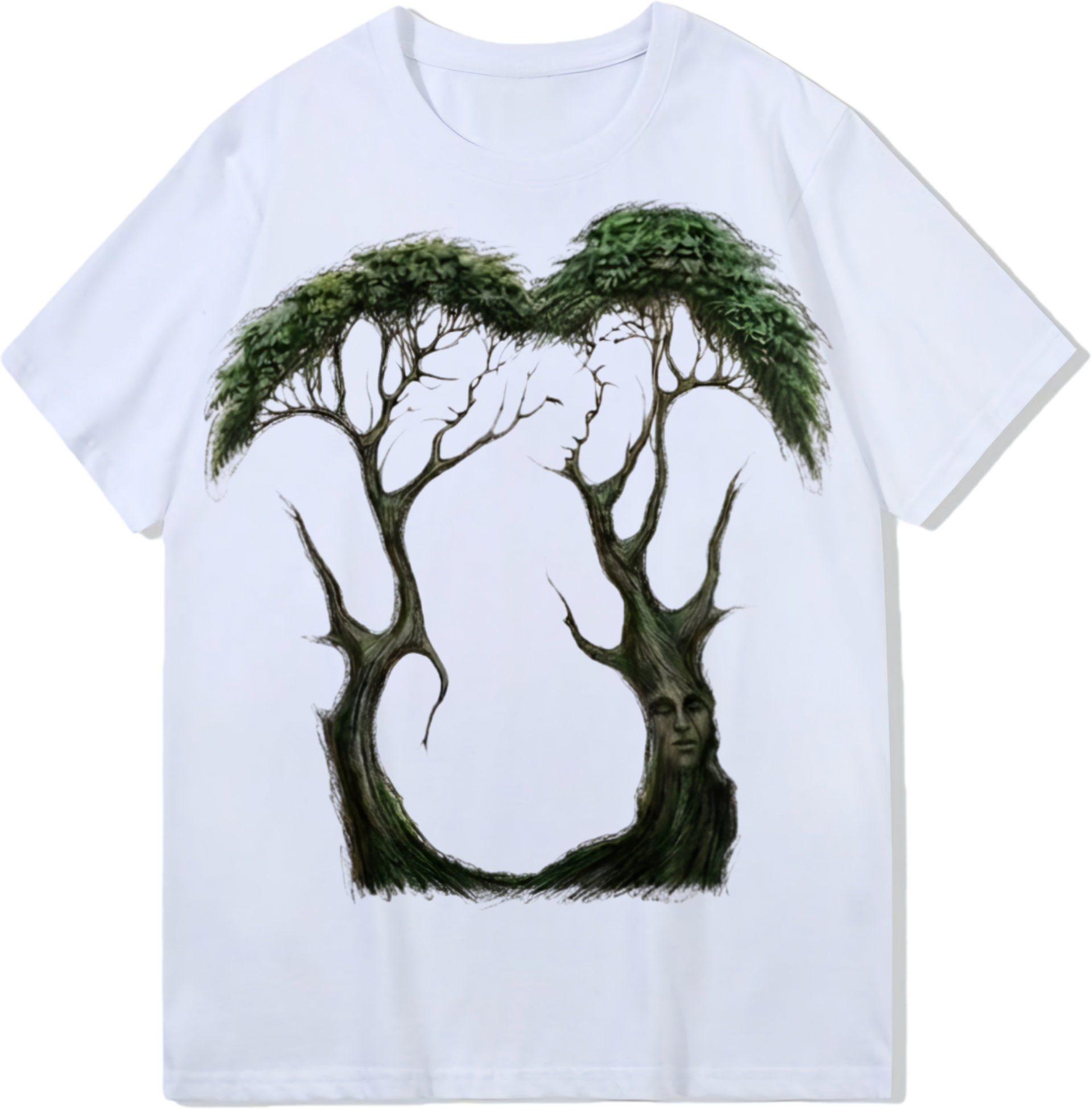 Tree and people, Heavy weight 300GSM optical Illusion 100% cotton T-shirt ​digital textile printing