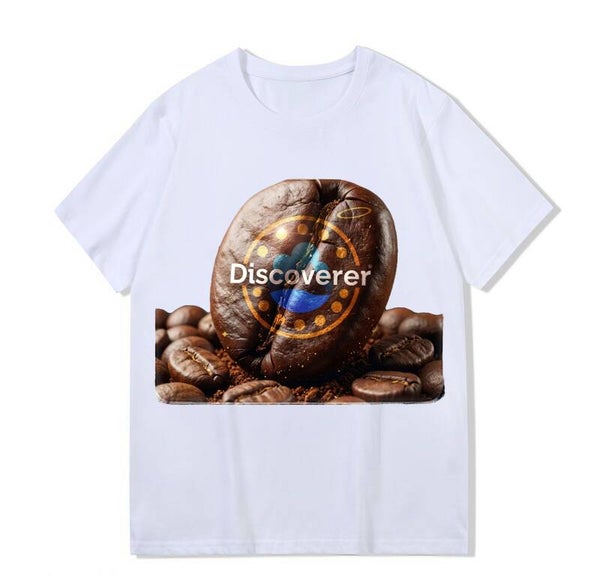 Heavy weight 300g optical Illusion 100% cotton T-shirt ​digital textile printing; coffee bean