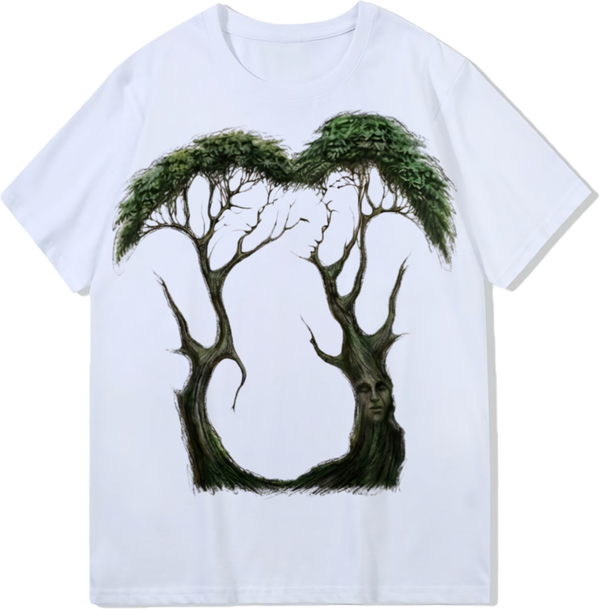 Tree and people, Heavy weight 300GSM optical Illusion 100% cotton T-shirt ​digital textile printing