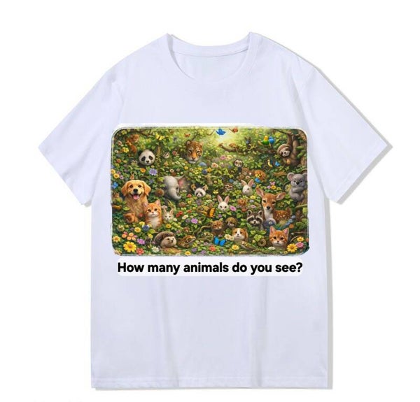 Heavy weight 300g optical Illusion 100% cotton T-shirt ​digital textile printing; animal world