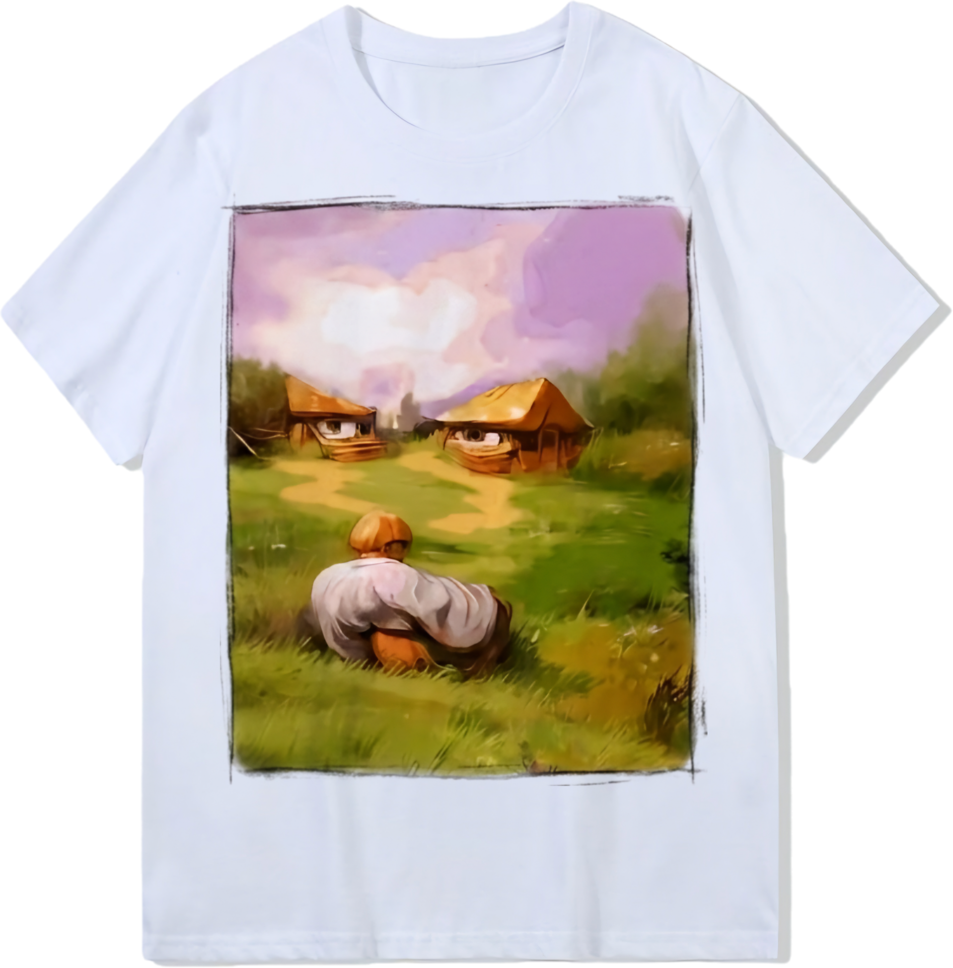 Child and old man, Heavy weight 300GSM optical Illusion 100% cotton T-shirt ​digital textile printing