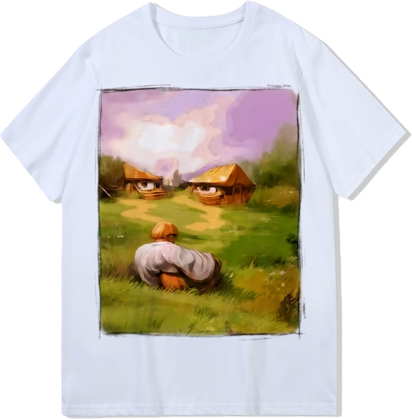 Child and old man, Heavy weight 300GSM optical Illusion 100% cotton T-shirt ​digital textile printing
