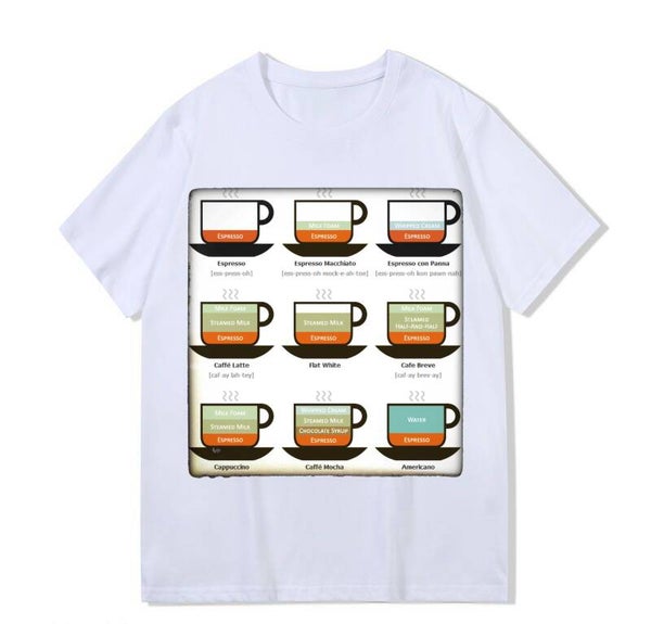 Heavy weight 300g optical Illusion 100% cotton T-shirt ​digital textile printing; 9 cup of coffee