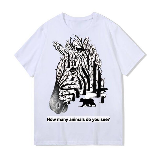 Animals in the Horse Head Forest; 300g 100% pure cotton T-shirt
