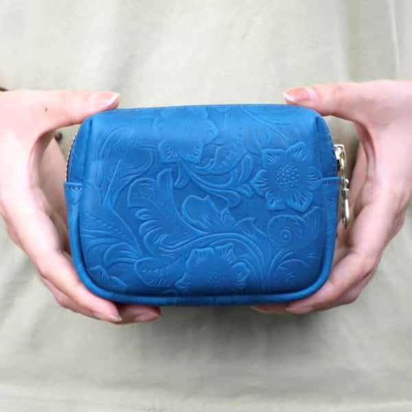 Handmade genuine leather top-grain cowhide coin and key pouch