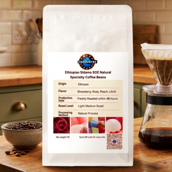 Ethiopian Sidamo Flower Queen SOE Natural G1 Single Origin Specialty Coffee Beans Cold Brew Pour-over Light to Medium Roast