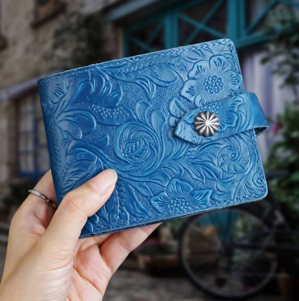 Original handmade genuine leather vintage top-grain cowhide wallet
