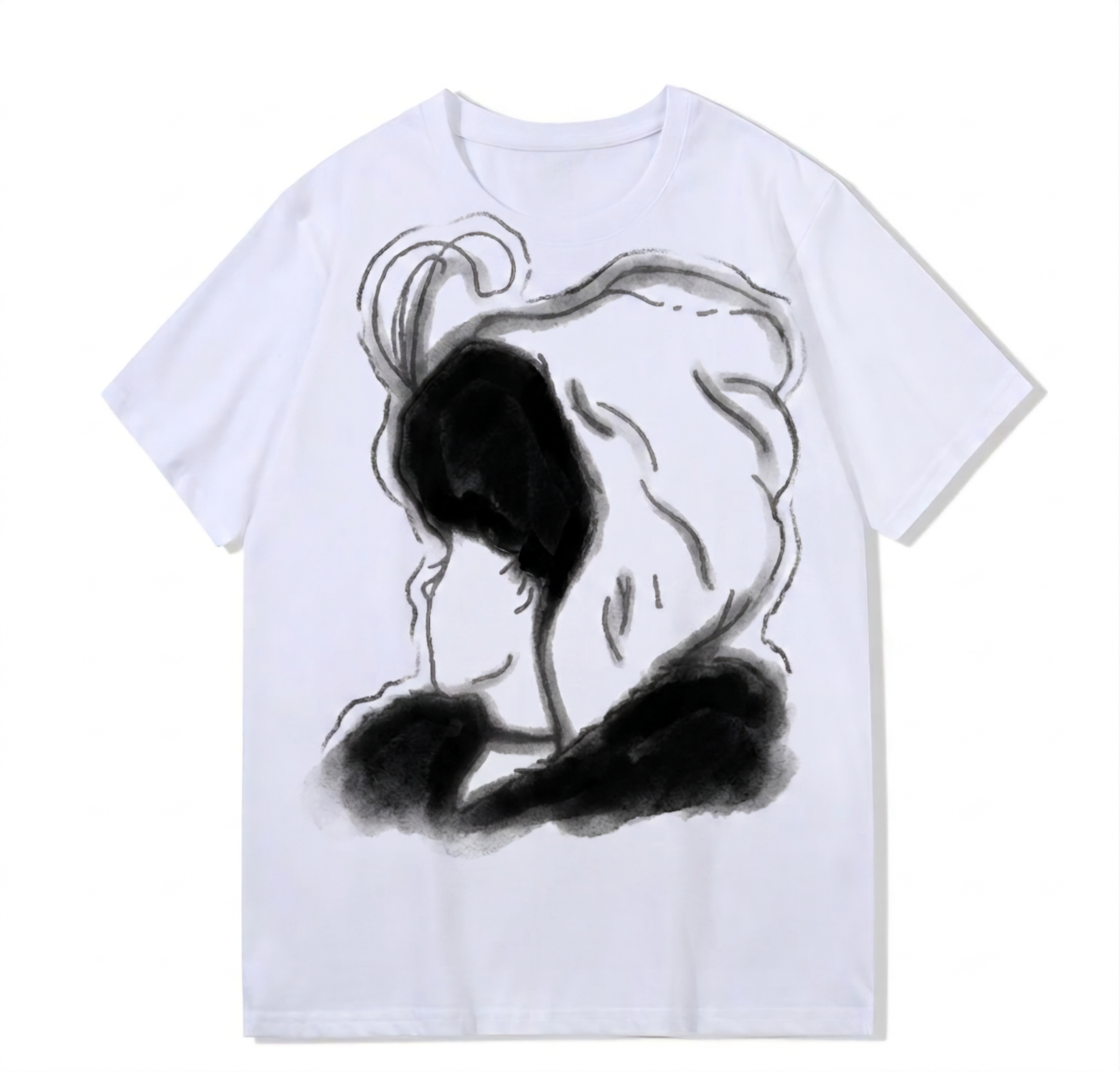 Heavy weight 300g optical Illusion 100% cotton T-shirt ​digital textile printing; young girl and old woman