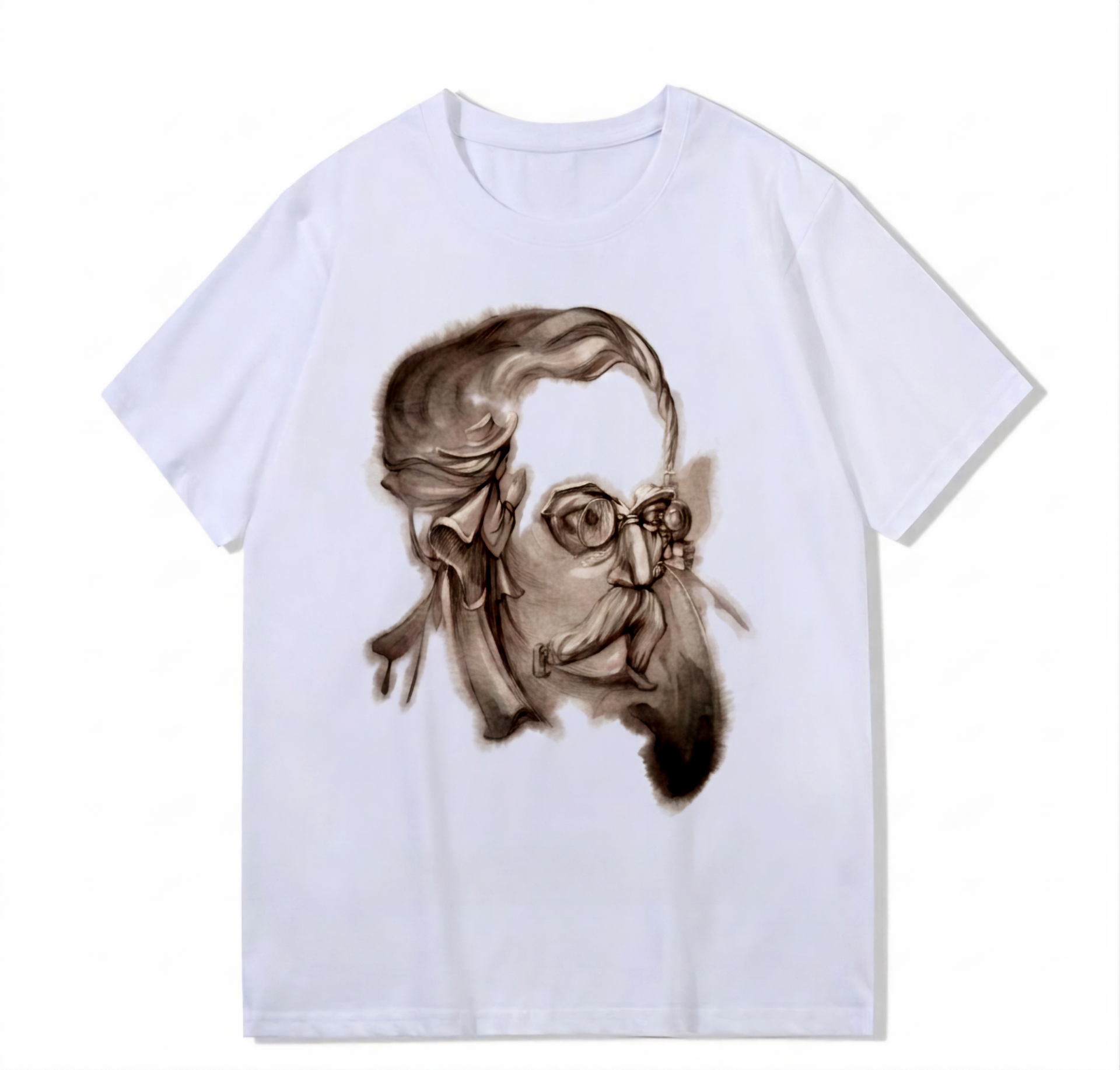 Heavy weight 300g optical Illusion 100% cotton T-shirt ​digital textile printing; Girl and worker