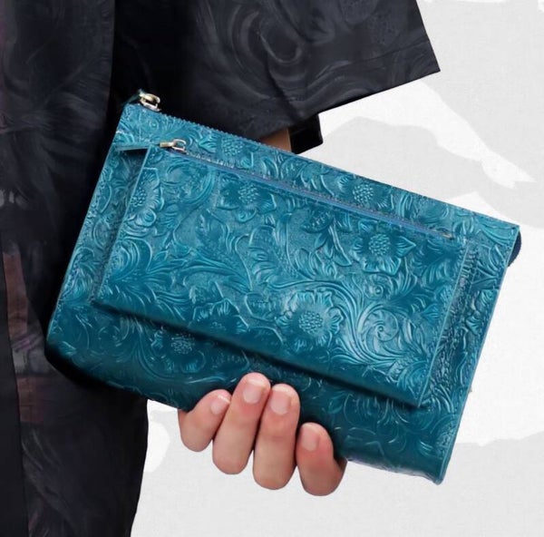 Genuine Leather Men's Clutch Bag, Handmade Vintage Style, Top Layer Cowhide, Large Capacity Long Wallet