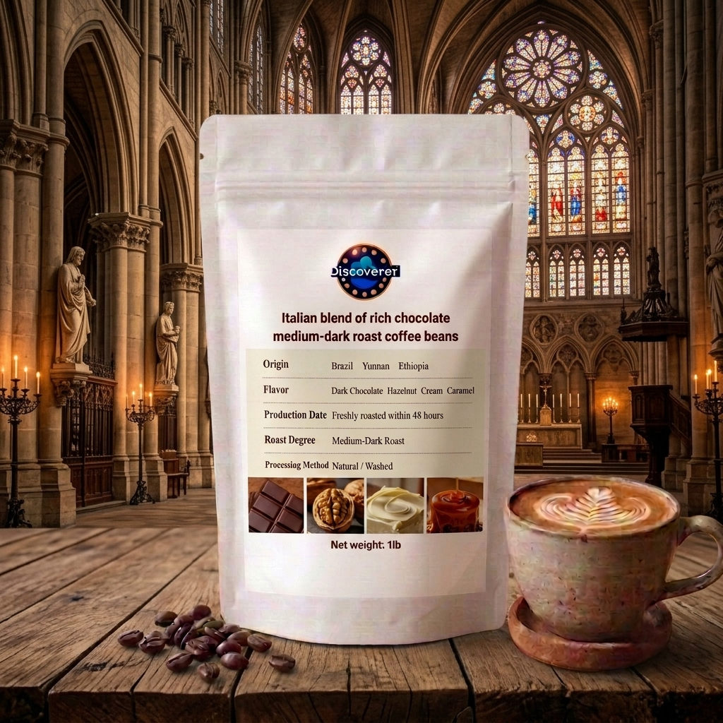 Italian blend of rich chocolate medium-dark roast coffee beans