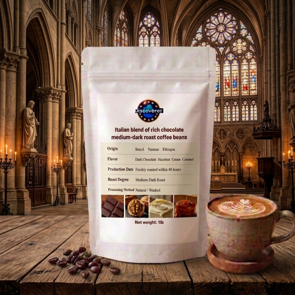Italian blend of rich chocolate medium-dark roast coffee beans