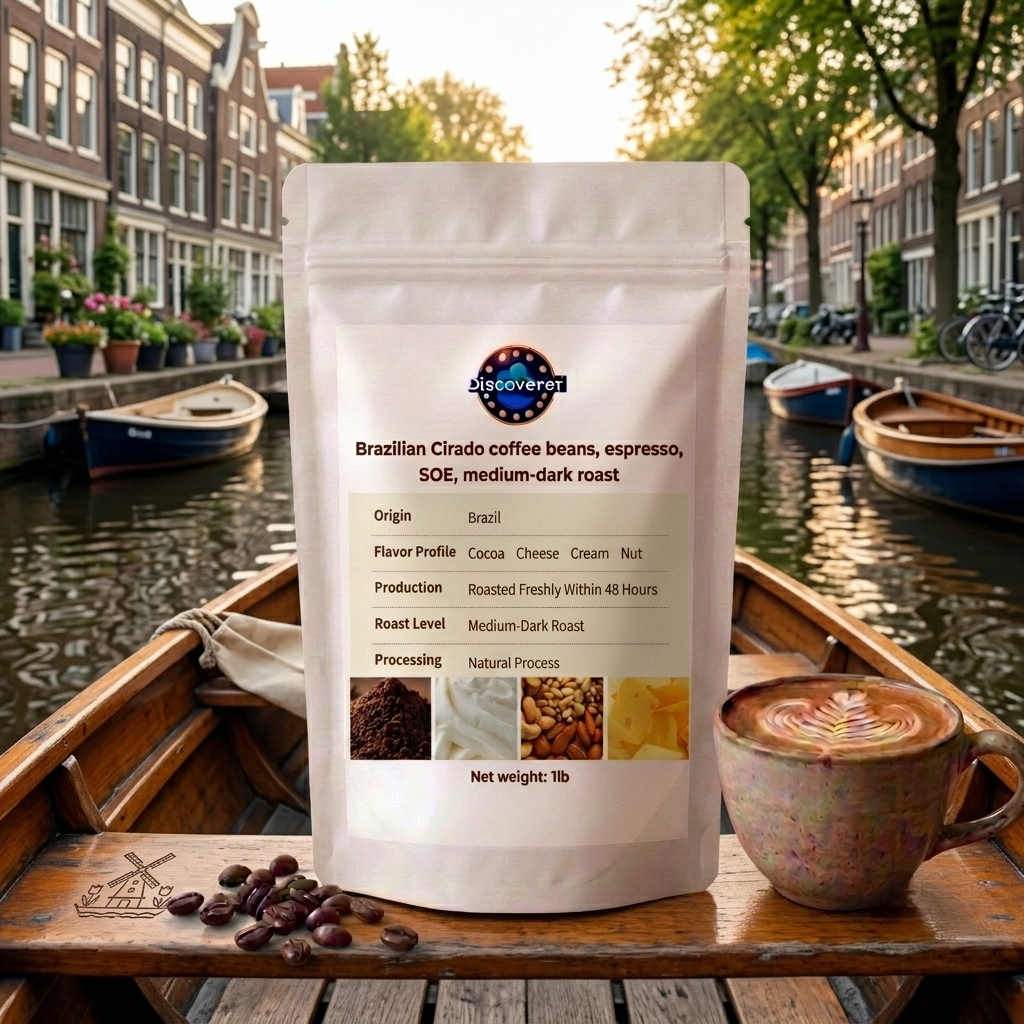 Brazilian Cirado coffee beans, espresso, SOE, medium-dark roast