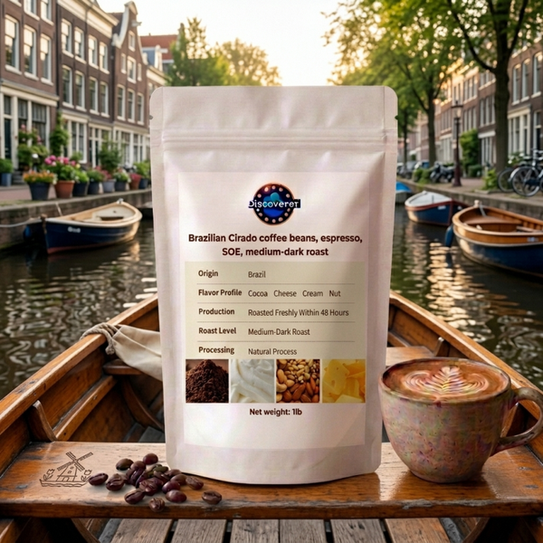 Brazilian Cirado coffee beans, espresso, SOE, medium-dark roast