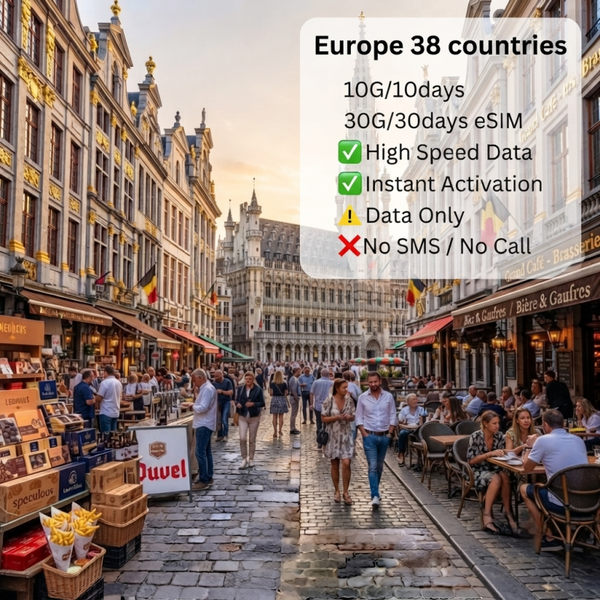 Europe 10G/10days  30G/30days eSIM cover 38 countries