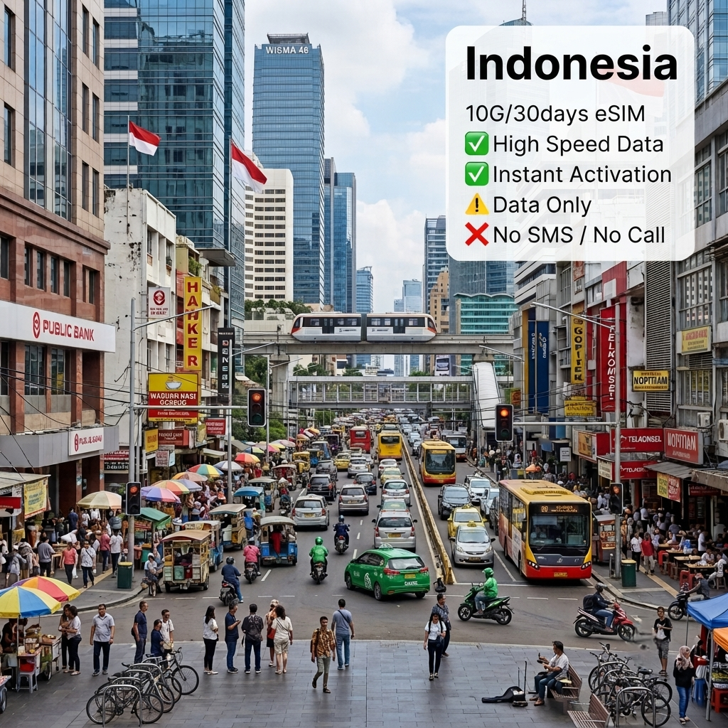 Indonesia 10G/30days eSIM