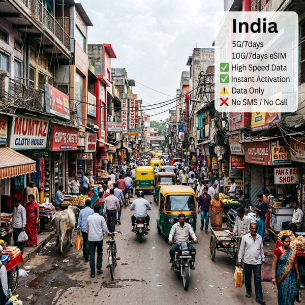 India 5G/7days 10G/7days eSIM
