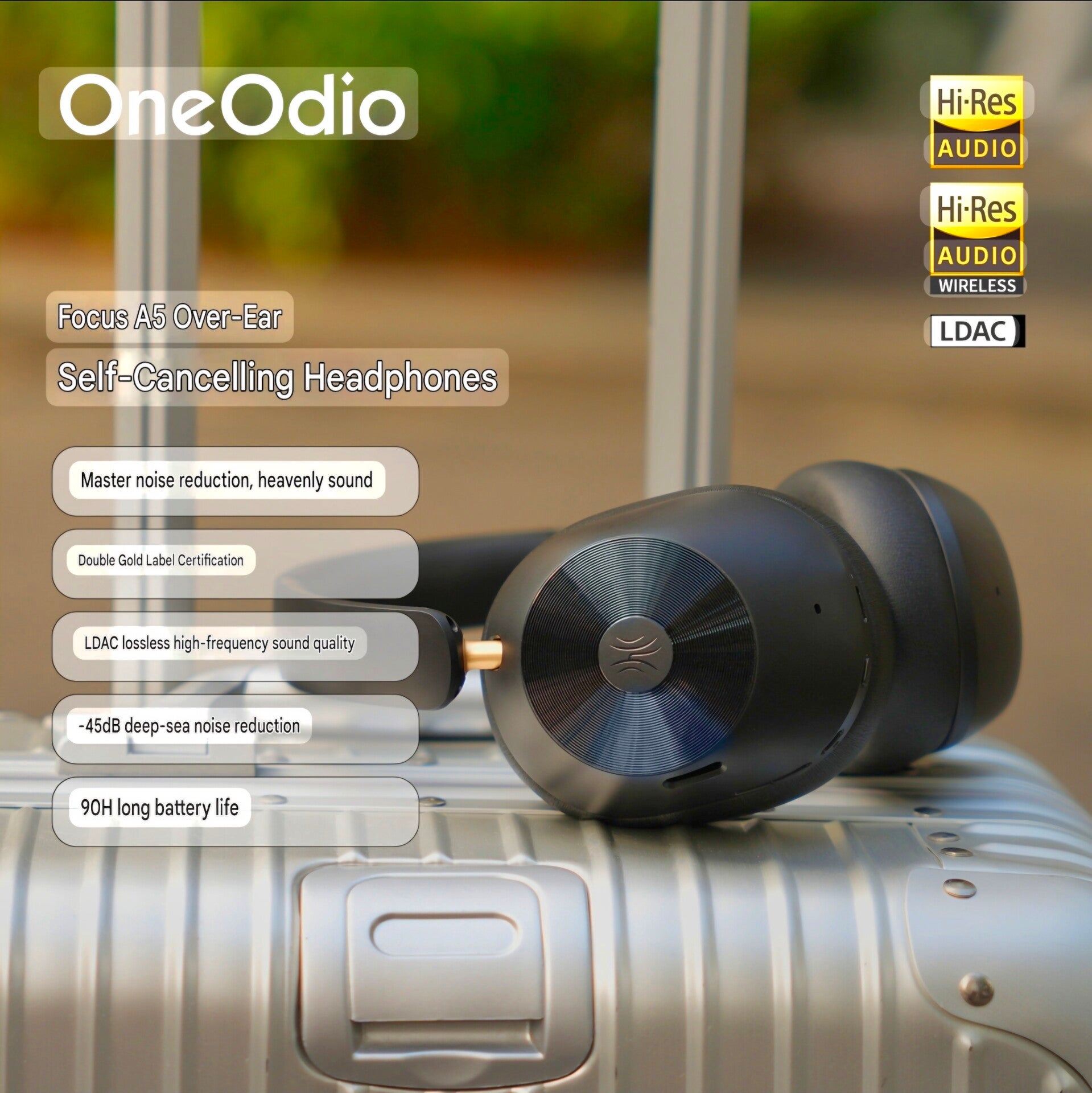 OneOdio A5 ANC Active Noise Cancelling Headphones Wireless Bluetooth Gaming Sports Headset