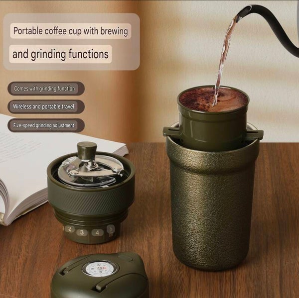 Hand-cranked coffee grinder, pour-over coffee cup, coffee grinder, brewing machine