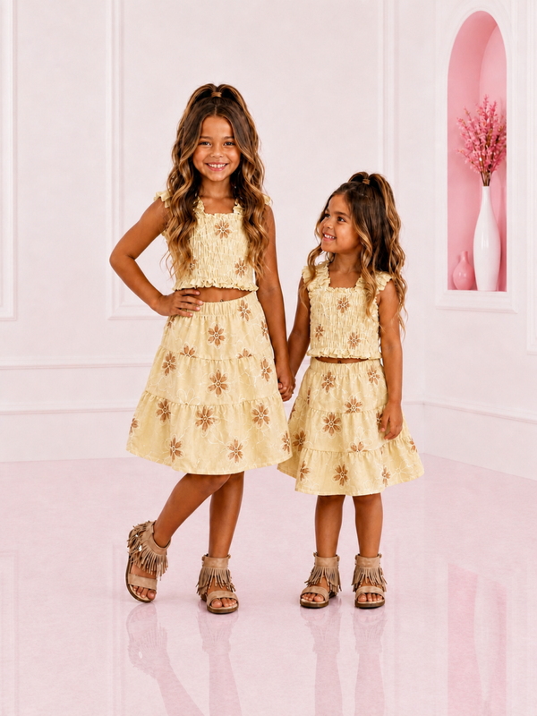 Girls flower set - Geel
