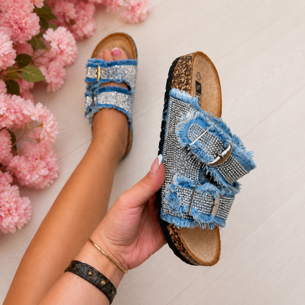 Denim Glam Slippers