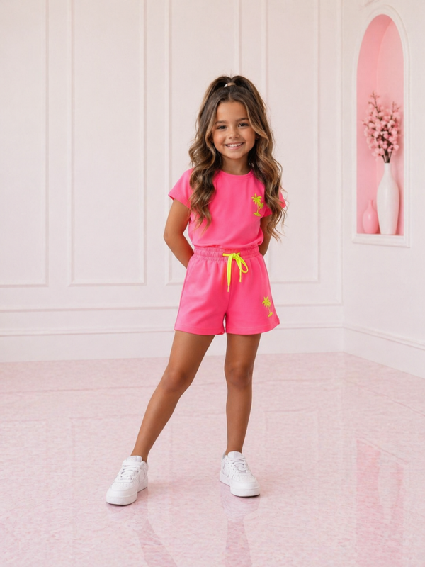 neon comfy setje - Roze