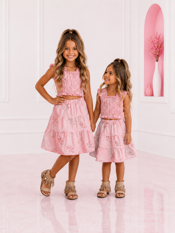 Girls flower set - Roze