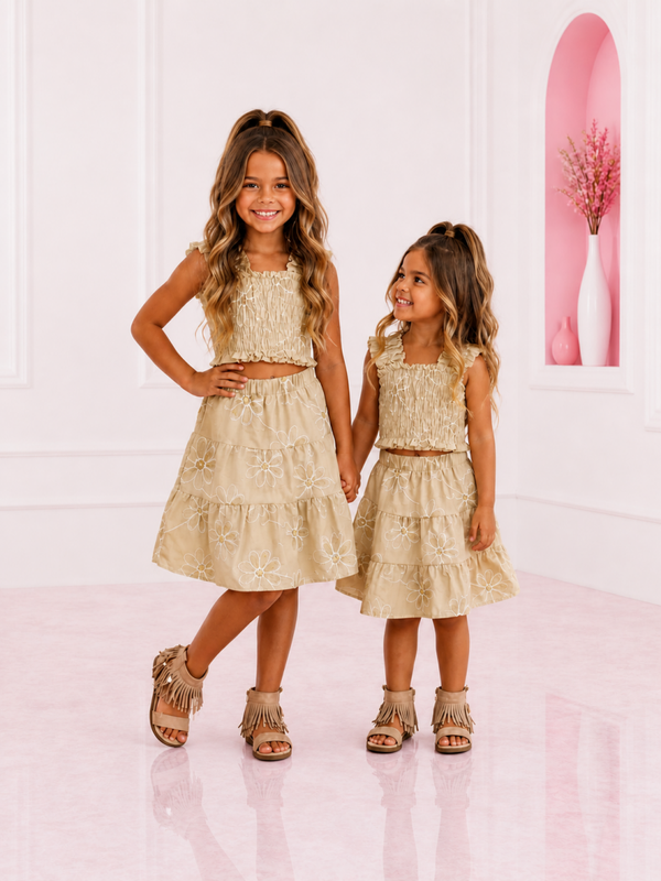 Girls flower set - Beige