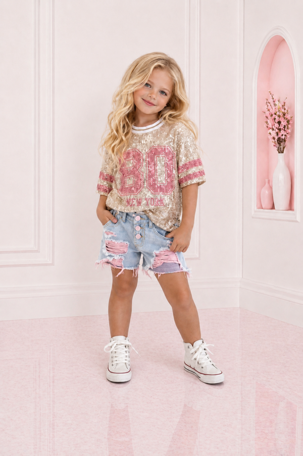 Denim short pink