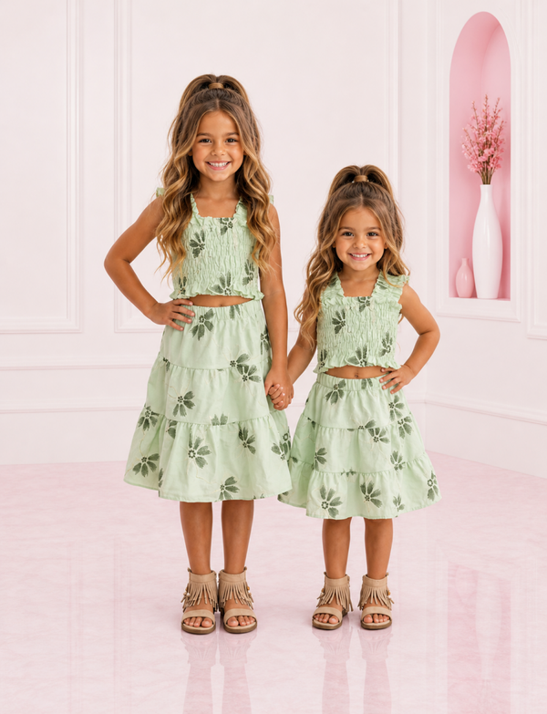 Girls Flower set - Groen