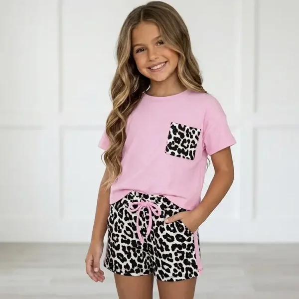 Leopard comfy set - Roze