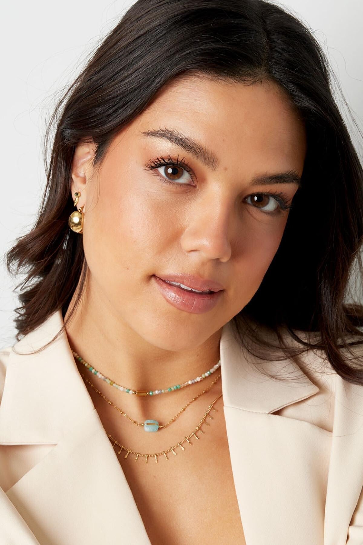 Ketting du Charme Émeraude met natuursteendetail - Meerdere kleuren!