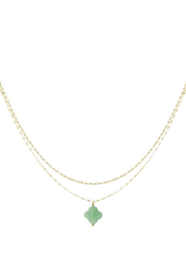 Ketting Émeraude Dorée - Aventurijn Klaverhanger