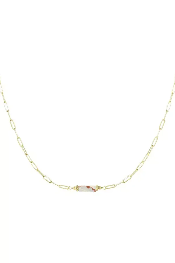 Ketting Éclatante de Jaspis met steenhangertje - Goud/Blauw