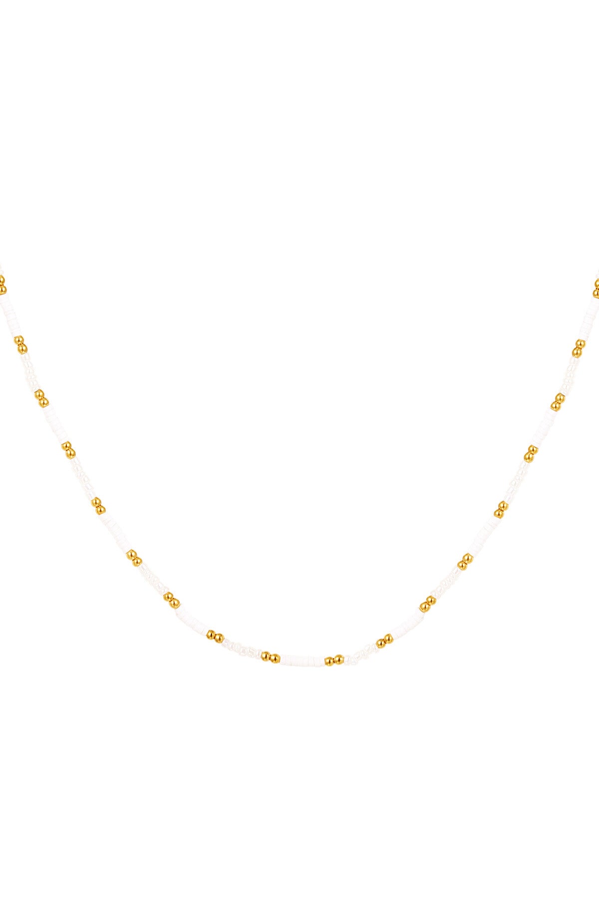 Ketting Essence kleine kralen - wit/goud (marble white)