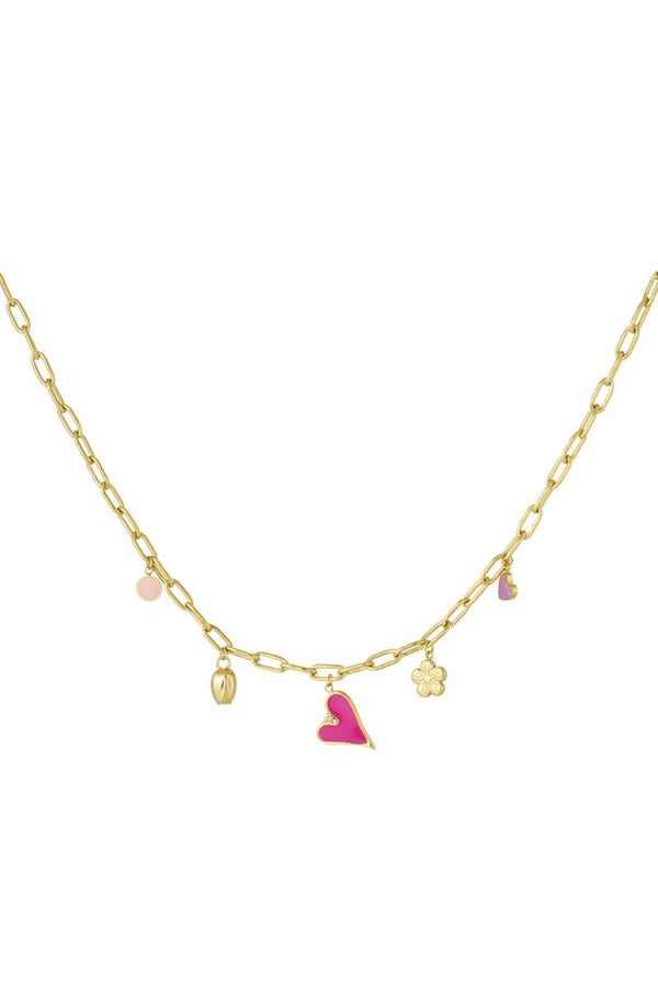 Ketting - Bedelketting lente tinten - Goud