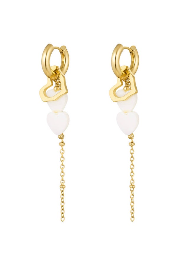 Oorbellen met hartjes hangers - goud