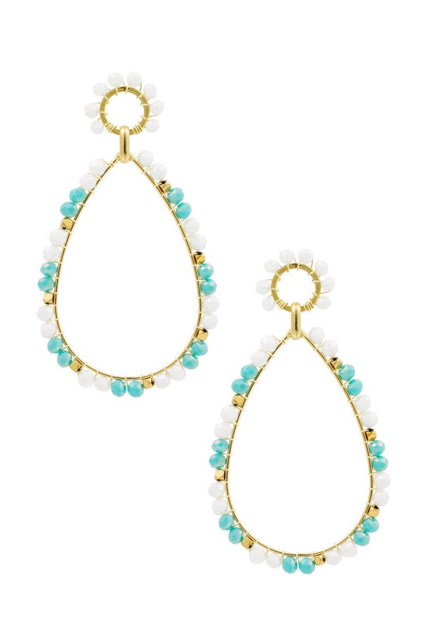 Oorbellen druppel met rondje en kralen - Meerdere kleuren