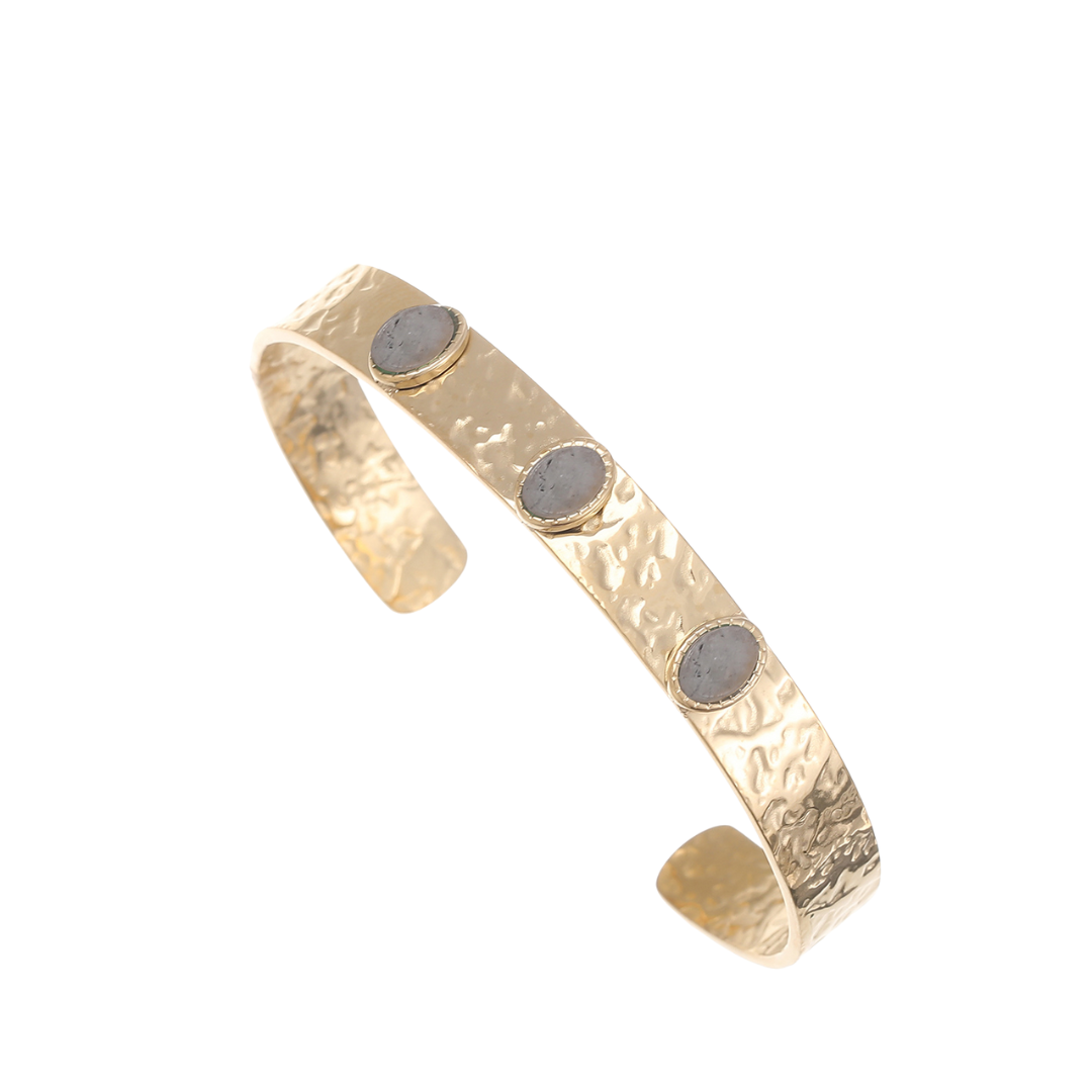 Bangle Cannes moonstone (grey) - 14k gold plated met natuursteen