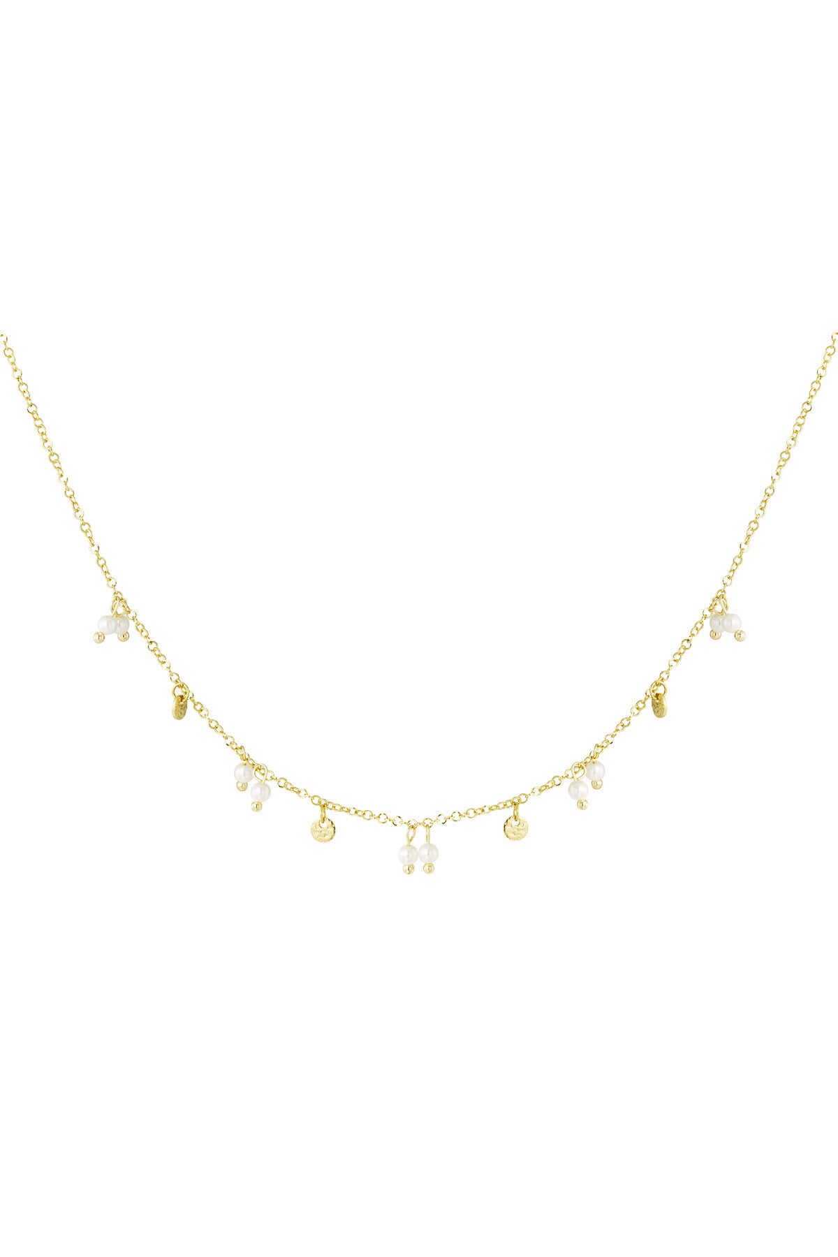 Ketting met parels en bedels - Goud