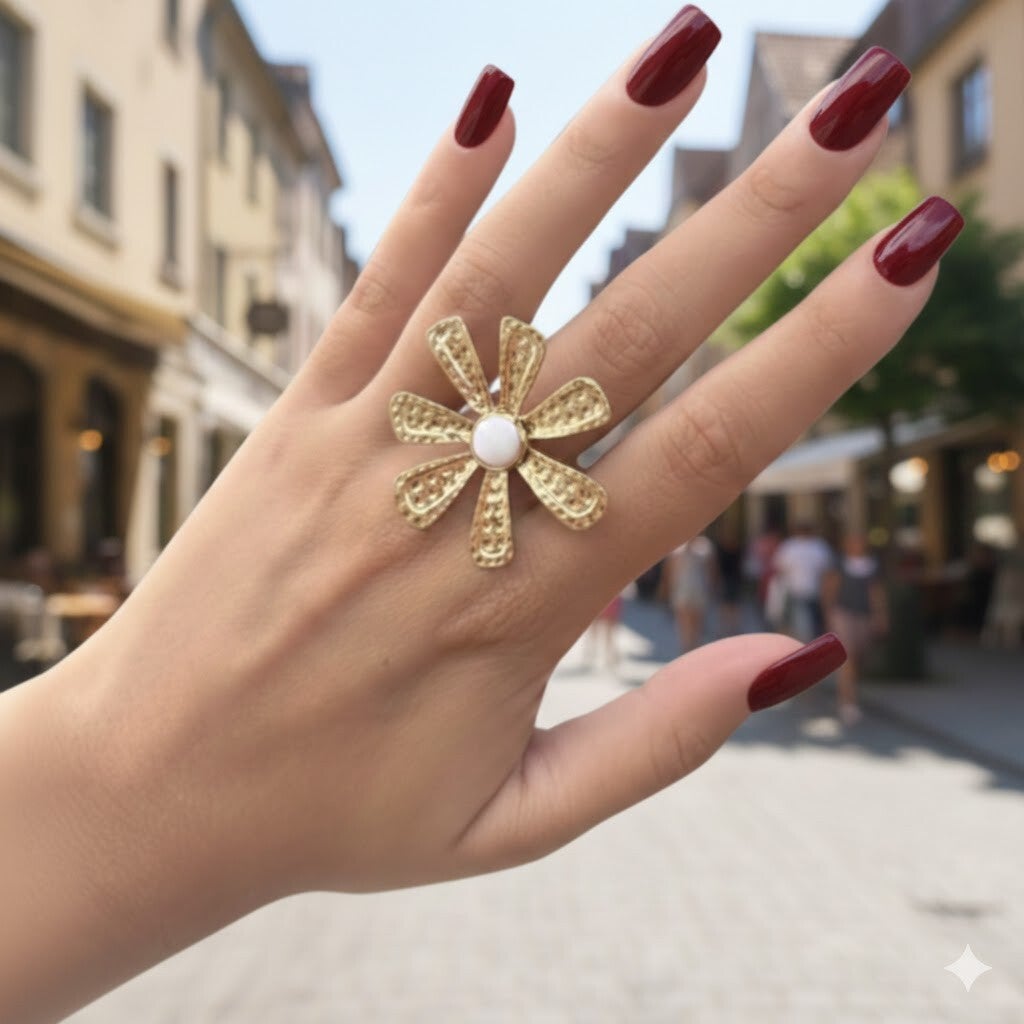 Ring met bloem - goud