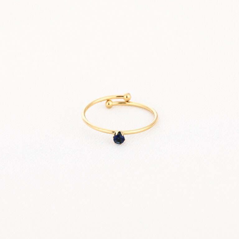 Ariana ring met zirkonia steentje - donkerblauw