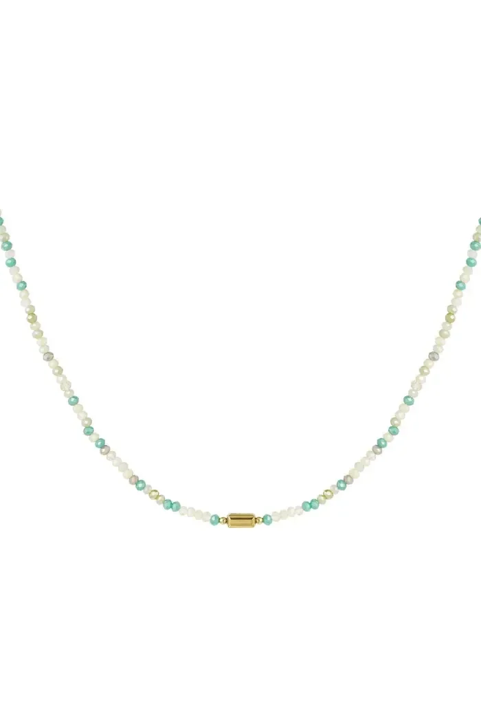 Ketting  Éclat  van mini kralen - Natuursteen - Goud/Turquoise